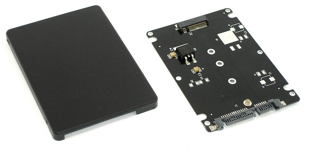 Бокс для SSD диска M2 с выходом SATA пластиковый черный