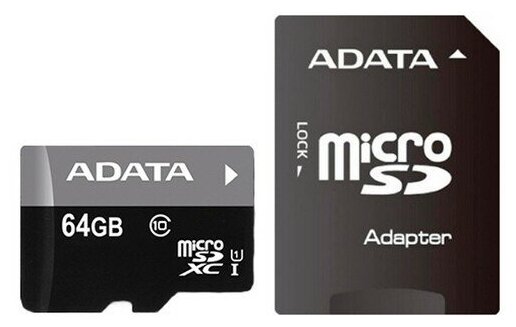 Карта памяти micro sdxc 64gb class10 w/a ausdx64guicl10a1-ra1 adata