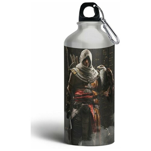 Бутылка спортивная/туристическая фляга игры Assassins Creed Origins (ассасинс крид, ps3, ps4, ps5, Xbox, PC, Switch) - 6012 сумка для обуви coolpodarok ассасинс крид assassins creed на верблюде