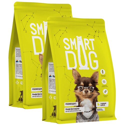 SMART DOG для взрослых собак всех пород с курицей и рисом (12 + 12 кг) probiotic live dog диетический для пожилых собак всех пород с курицей 12 кг