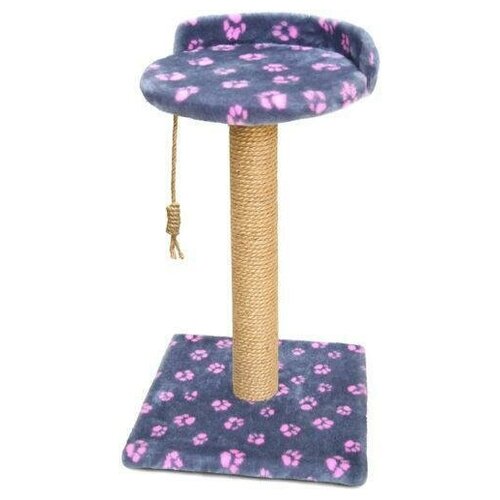 Когтеточка-столбик для кошек Зверье Мое №1 с полкой (розовая пантера) 60х35 см.