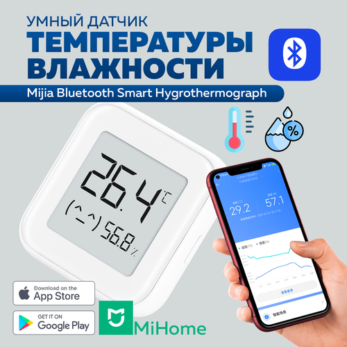 Метеостанция Xiaomi Bluetooth Smart Hygrothermograph (XMWSDJ04MMC) датчик xiaomi mijia bluetooth hygrothermograph 2