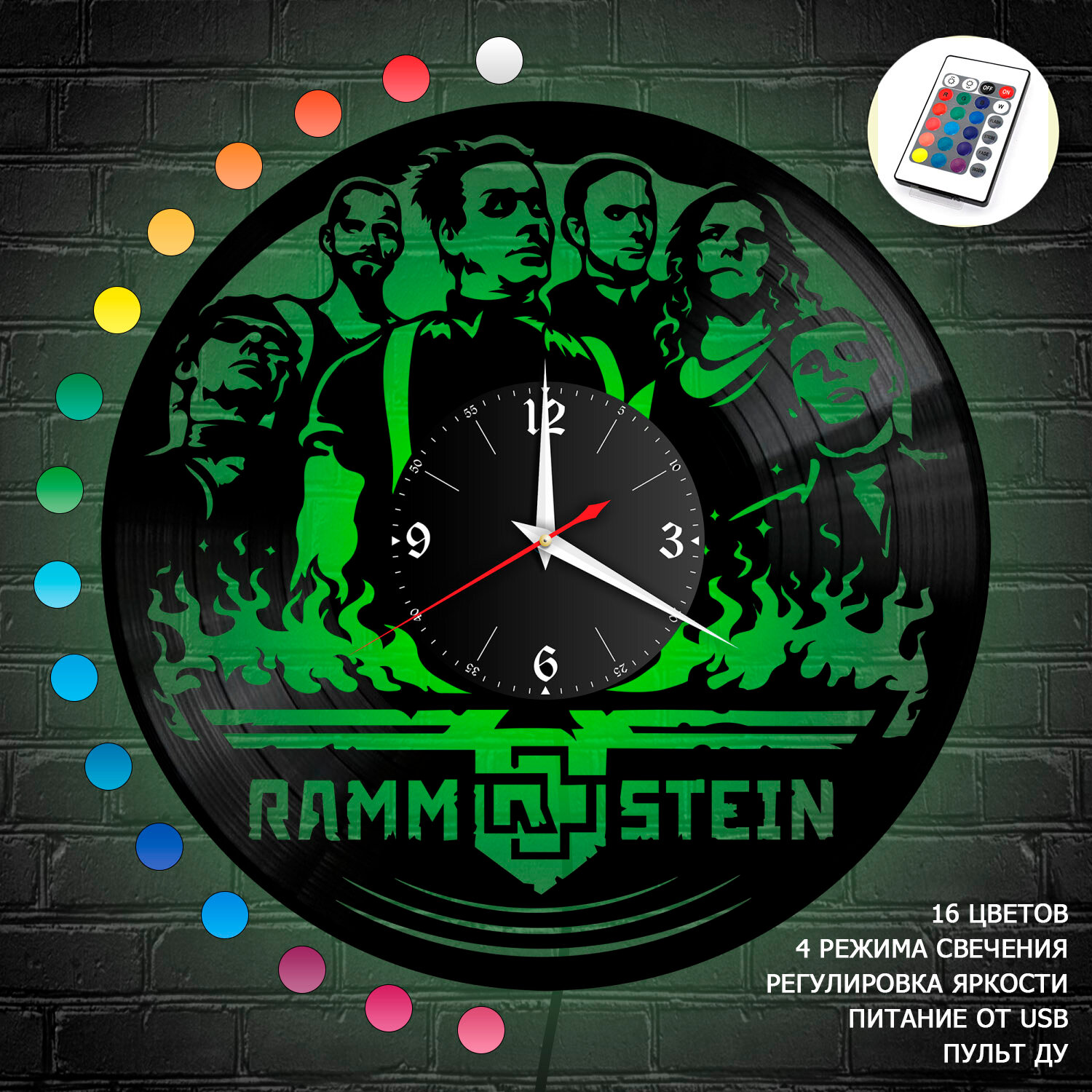 Часы с подсветкой группа Rammstein из винила, №2