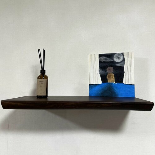 Полка настенная прямая 500х250 из натурального дерева c живым краем