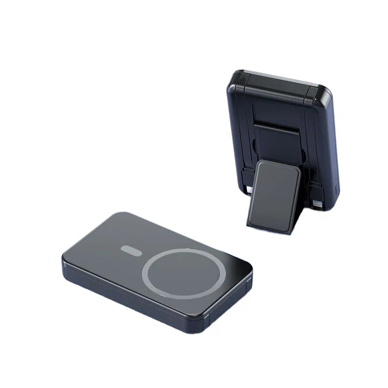 Магнитный PowerBank 10000 мАч с беспроводной зарядкой Magsafe для iPhone 16/15/14/13/12 / Быстрая зарядка 22.5W / LED дисплей / два встроенных кабеля Type C и Lighting — фото 1