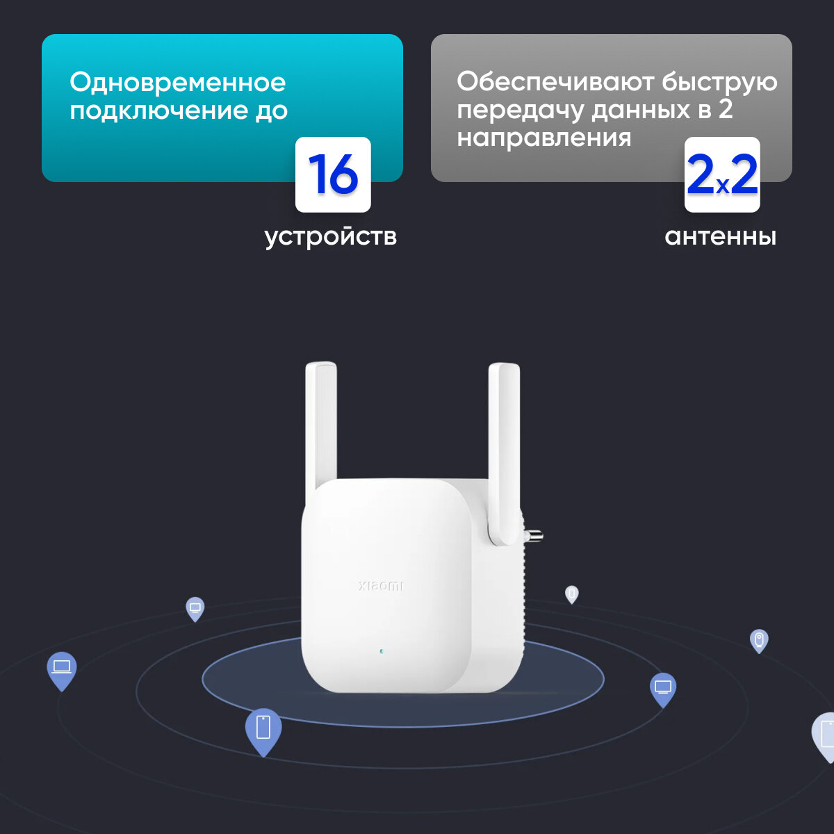 Усилитель WIFI сигнала Xiaomi Mi Range Extender N300 RD10M DVB4398GL EU — фото 1