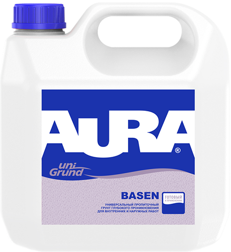 фото Универсальный Грунт Aura Basen Unigrund 1л Глубокого Проникновения для Наружных и Внутренних Работ / Аура.