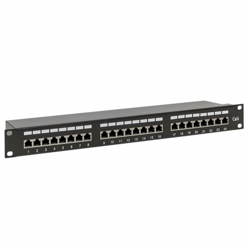 Патч-панель TERACOM CS 19 Cat6 1U полный экран STP 24 порта RJ-45 Dual IDC с органайзером - 1 шт 6223₽