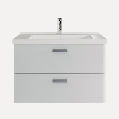 Изображение товара Тумба подвесная SanStar Gretta 80 с раковиной Миранда 80 (комплект) для ванной комнаты, белая