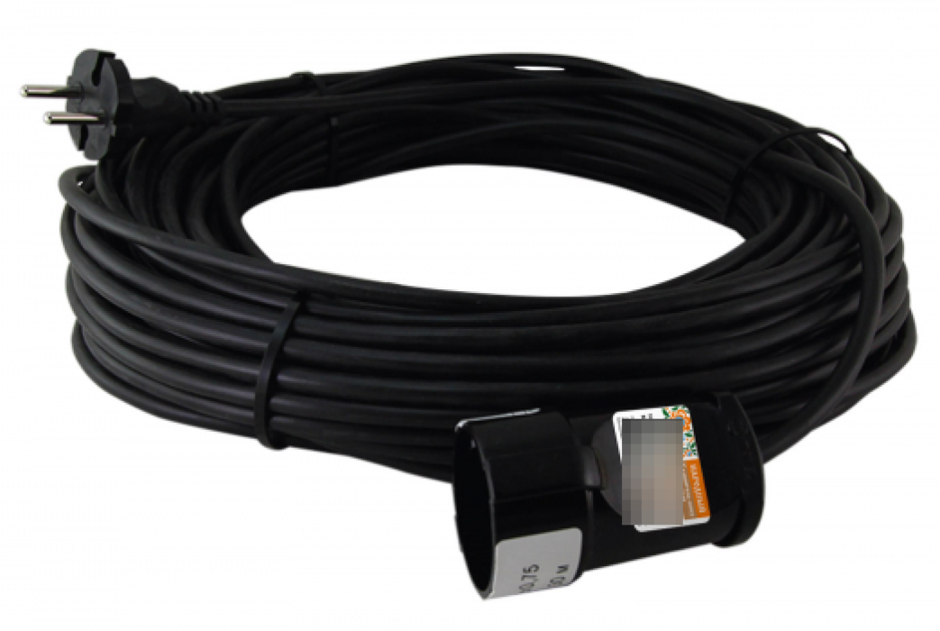 Удлинитель шнур силовой TDM Electric / ТДМ Электрик Народный У-11001 без заземления провод ПВС черный 1 штепсельное гнездо 1.3кВт 30м SQ1307-0203 / электрика