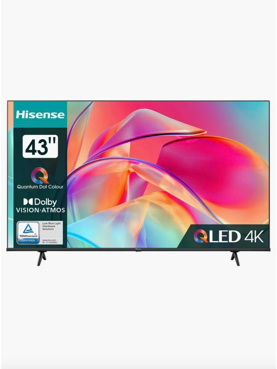 Телевизор Hisense 43E7NQ, Qled, Ростест, Официальная гарантия производителя в России 1 год