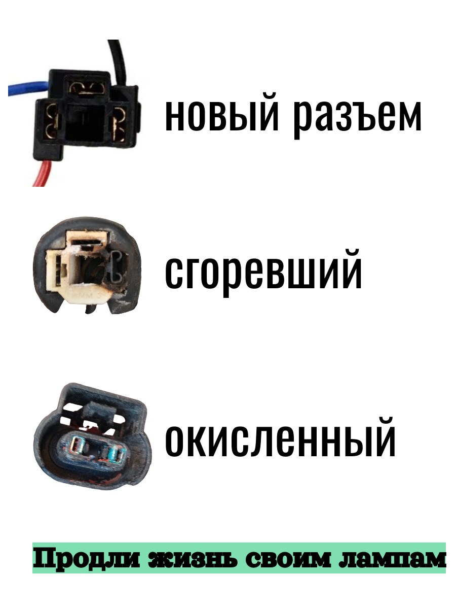 Разъем H4 под лампу (2 шт) цоколь, колодка, фишка, патрон фары пластик Н4 под автолампу — фото 1
