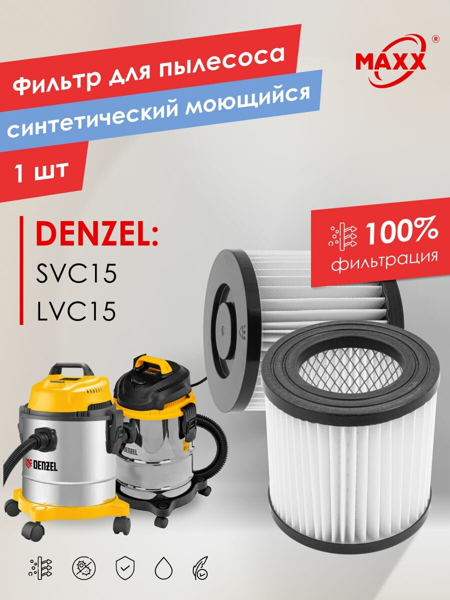 HEPA фильтр моющийся и фильтр-сетка для пылесосов DENZEL SVC15, DENZEL LVC15