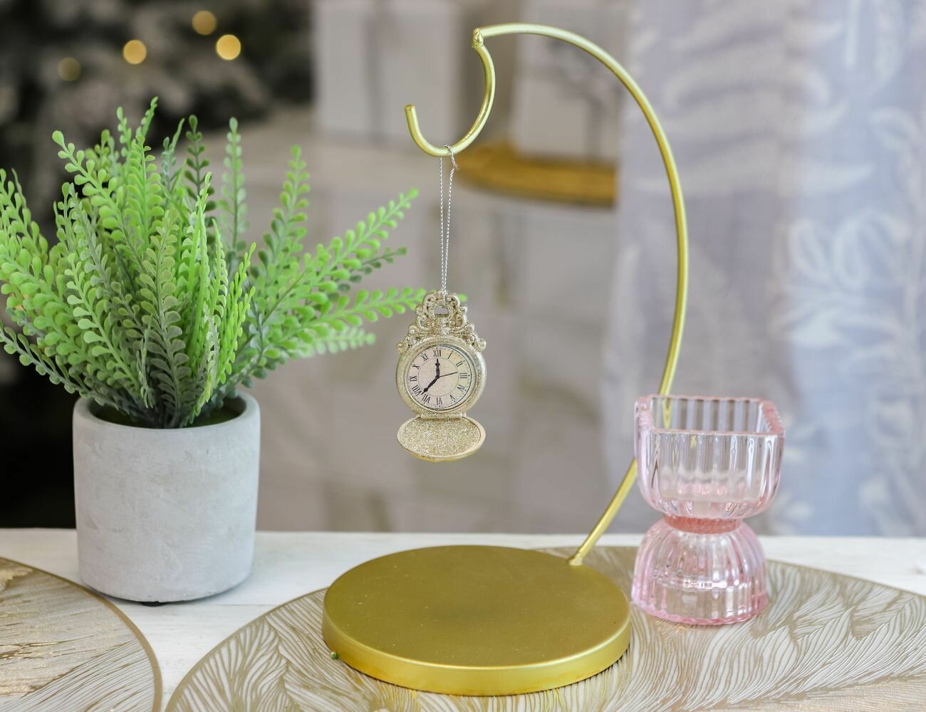 Ёлочная игрушка часы ШИК - ретро, полистоун, светло-золотистые, 7 см, Goodwill MO96334-1