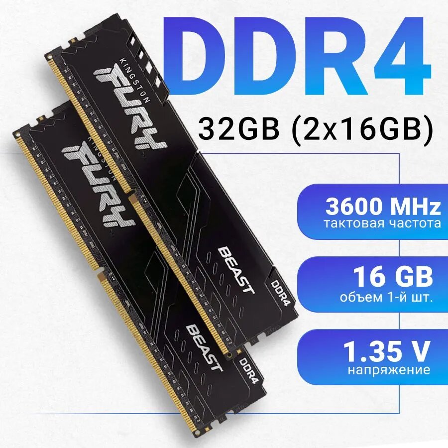 JUHOR 32GB (16GB X 2) Kit, DDR4 3600, Desktop Memory Module