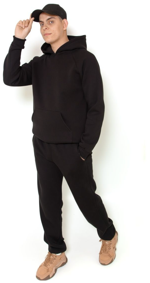 Костюм , худи и брюки, повседневный стиль, оверсайз, размер 48, черный