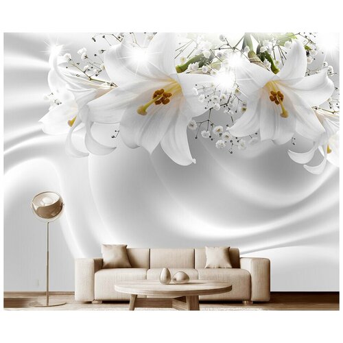 Фотообои на стену Модный Дом Сатиновые лилии 350x270 см (ШxВ)