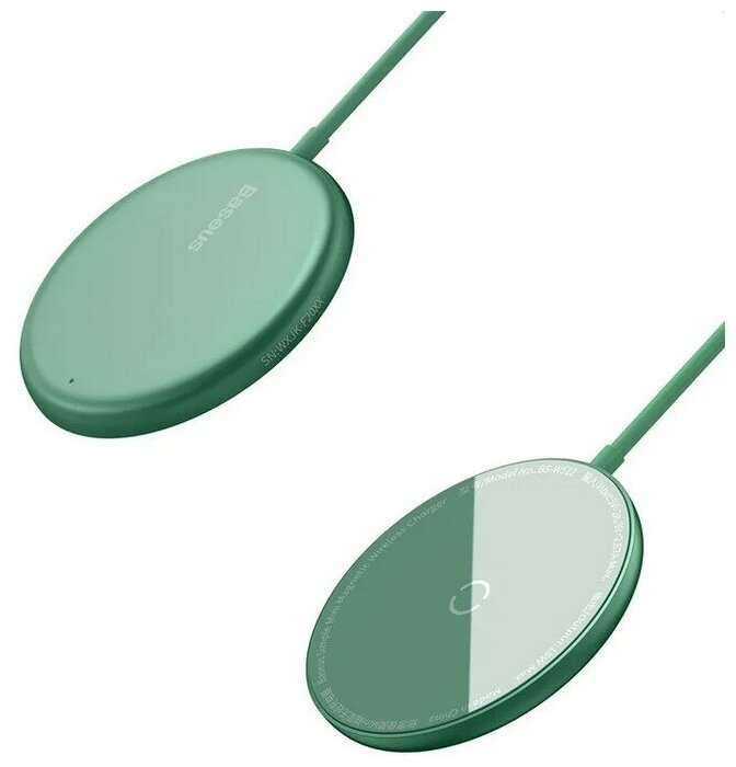 Беспроводное зарядное устройство Baseus Simple Mini Magnetic Wireless Charger Green WXJK-H06 - фото №12