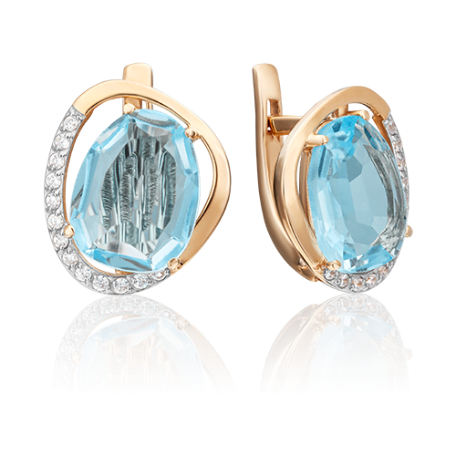 Серьги PLATINA из золота 585 пробы с топазом, фианитом