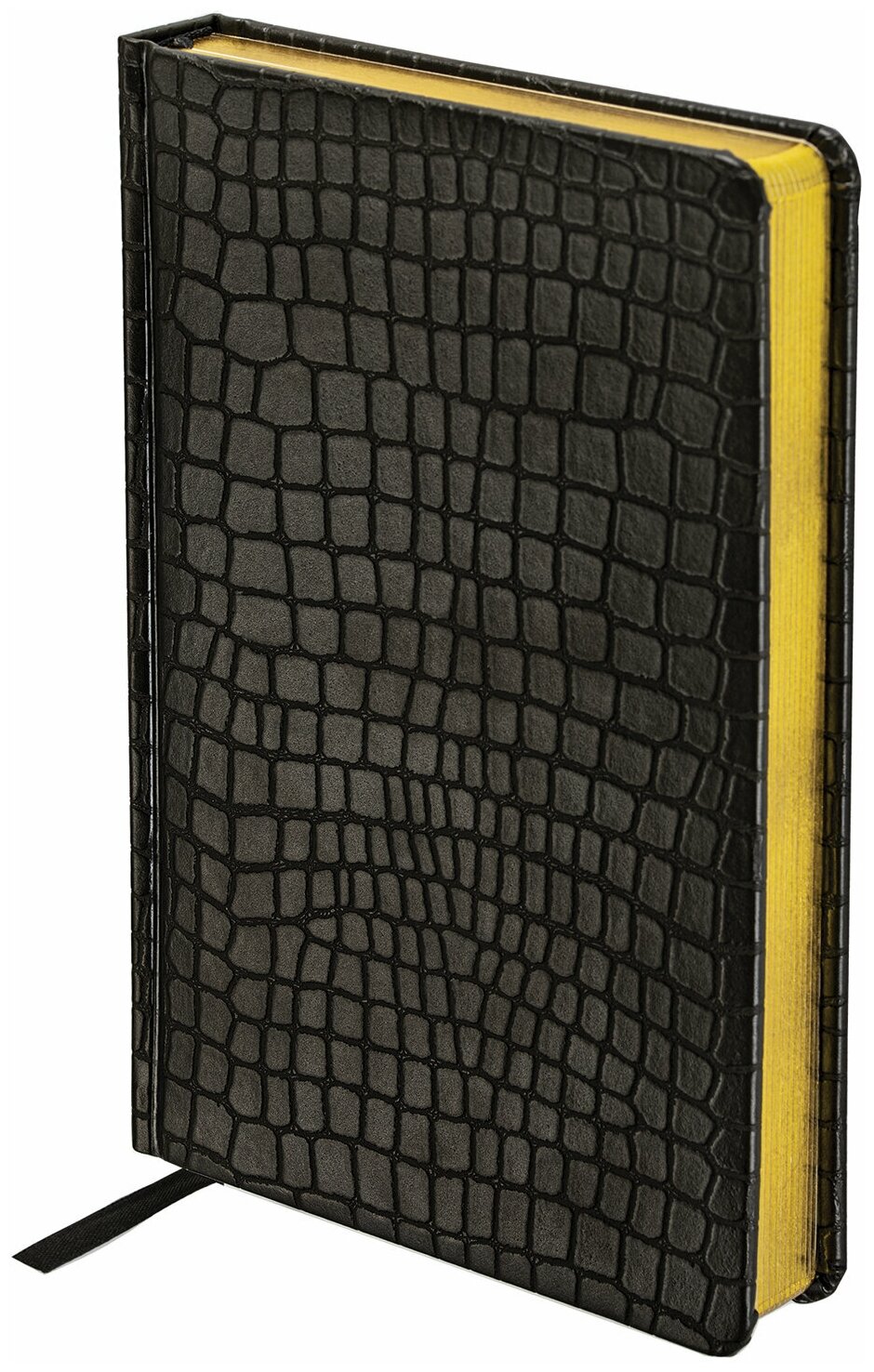Ежедневник полудатированный А5 (138х213 мм) Brauberg Alligator, под кожу, 192 л, черный, 124985