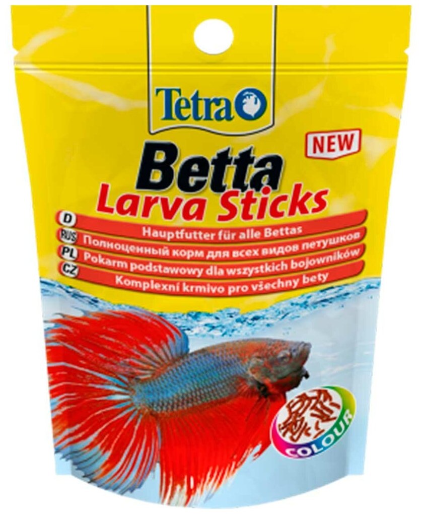 Tetra Betta LarvaSticks корм для петушков и других лабиринтовых рыб (в форме мотыля) 5 г. - фотография № 17