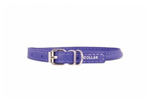 Ошейник "WAUDOG GLAMOUR" для собак круглый кожаный с QR паспортом, 25-33см Фиолетовый для дл.шерст. собак (ширина 6мм) (Коллар) - фотография № 5