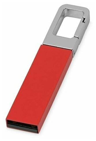 USB-флешка на 16 Гб «Hook» с карабином (620116, красный/серебристый, 16Gb, 1,2 х 5,4 х 0,45, металл)