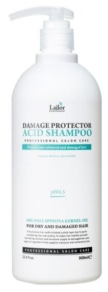 Бесщелочной шампунь для волос Lador Damage Protector, 900 мл