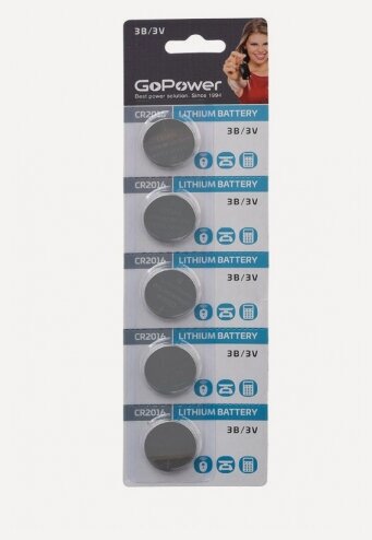 Изображение товара Батарейка Gopower CR2016 BL5 Lithium 3V