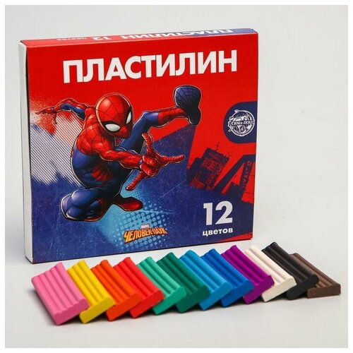 Пластилин 12 цветов 180 г «Супергерой», Человек-паук marvel пластилин 12 цветов 180 г супергерой человек паук