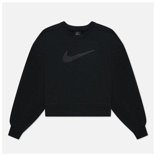 фото Женская толстовка nike dri-fit get fit crew swoosh чёрный , размер l