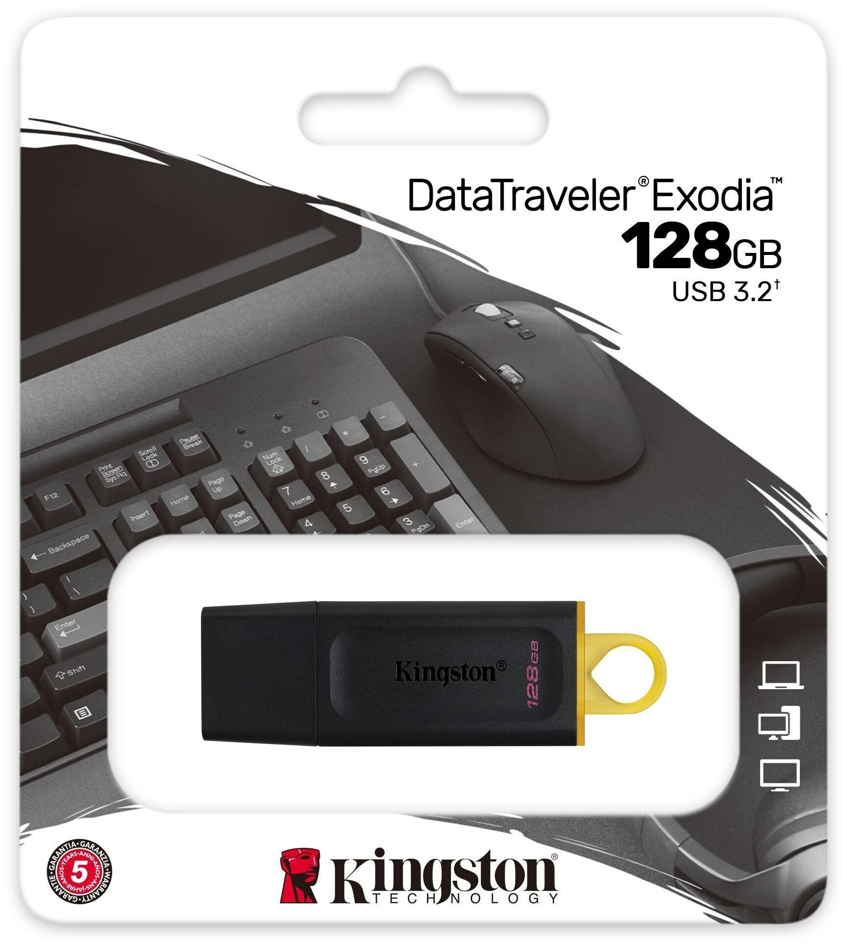 Накопитель USB 3.2 128Гб Kingston DTX/128GB, черный