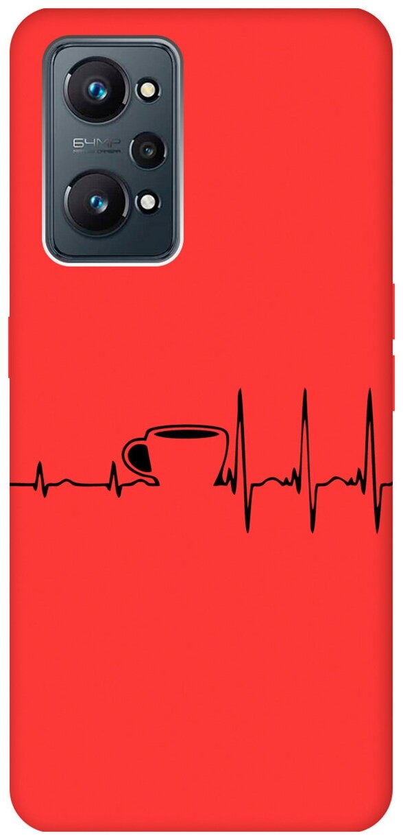 Матовый чехол Coffee Cardiogram для Realme GT Neo 2 / Рилми ГТ Нео 2 с 3D эффектом красный