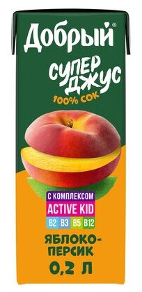 Сок Добрый Active Kid яблоко-персик 0,2л - фотография № 6