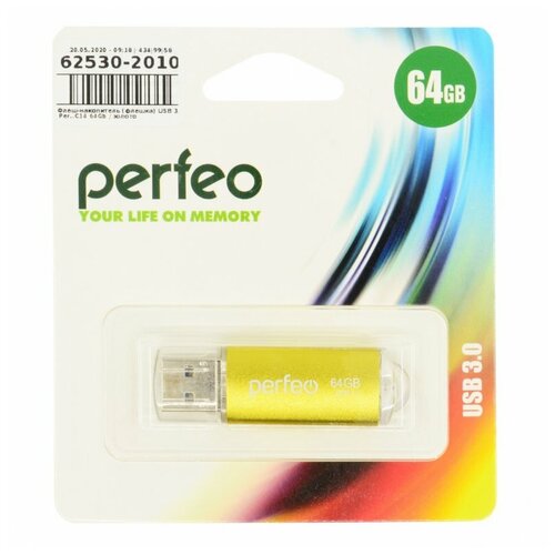 usb накопитель флешка perfeo c14 64gb usb 3 0 черный USB флешка Perfeo 3.0 64GB C14 Gold metal series