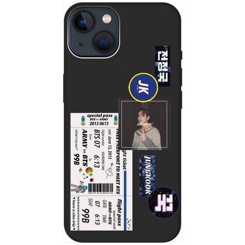 Силиконовый чехол на Apple iPhone 14 / Эпл Айфон 14 с рисунком BTS Stickers Soft Touch черный силиконовый чехол на apple iphone 14 plus эпл айфон 14 плюс с рисунком bts stickers soft touch черный