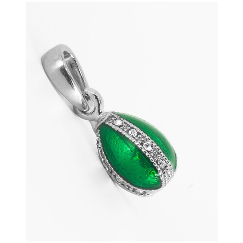 фото Подвеска "св" в стиле фаберже "царская" 1,6 см зеленая / серебристая