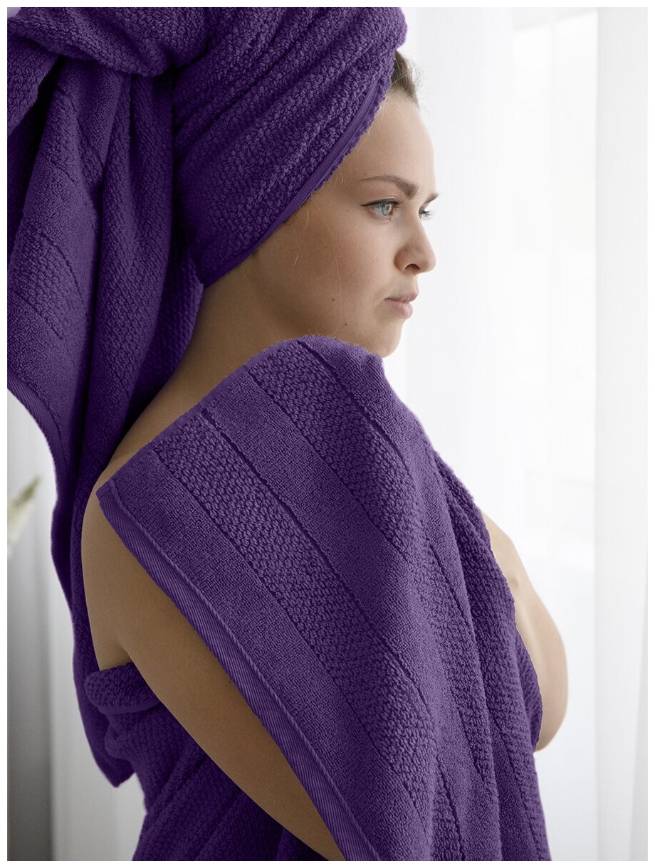 Махровое полотенце LOVEME Milano 70х140см, цвет фиолетовый (баклажан) - фотография № 4