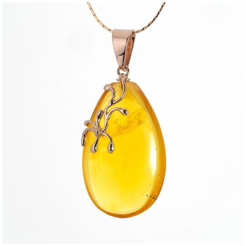 Подвеска Amberprofi, серебро, 925 проба, золочение, янтарь