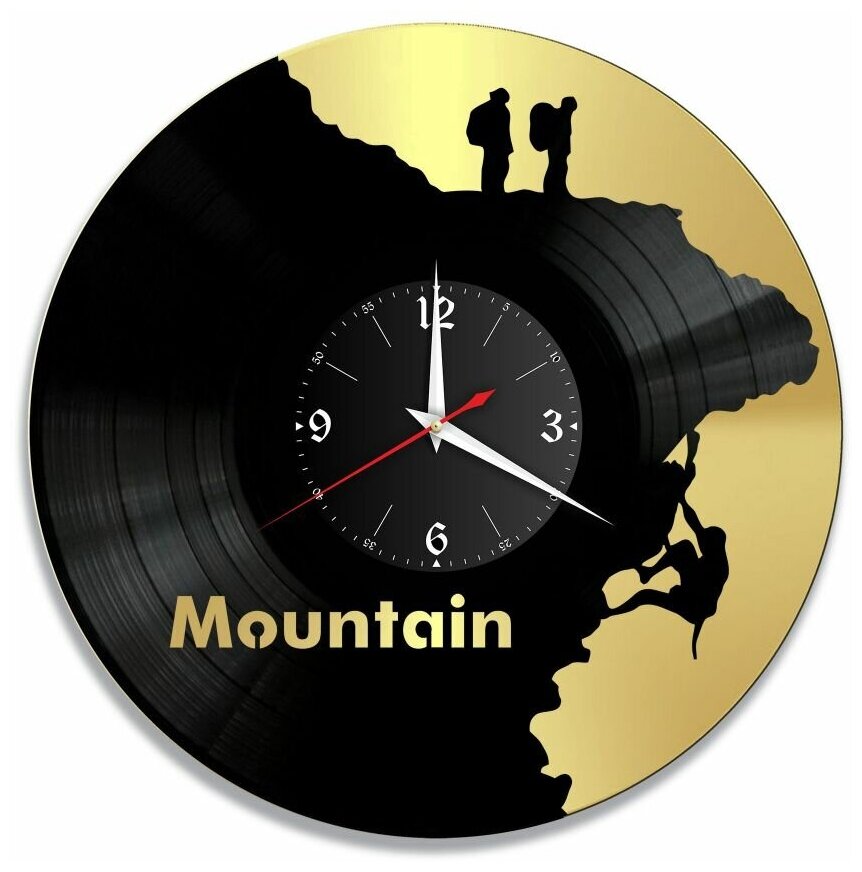 Часы из винила Redlaser "Mountain, Альпинизм, гора, 3 альпинистов на горе" VW-10510-1