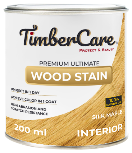 Масло для дерева и мебели TimberCare Wood Stain, быстросохнущие масла для дерева, пропитка для дерева для внутренних работ,Шелковистый клен 0.2 л - фотография № 1