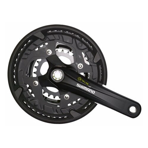 Система шатунов Shimano Alivio FC-T4010, 3х9 скоростей, звезды 48X36X26T, шатун 175мм, под OCTALINK, с пластиковой защитой звезд