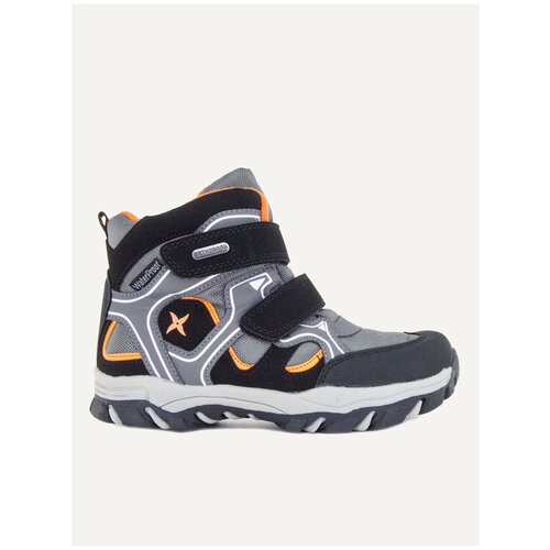 Ботинки детские ортопедические Orthoboom 81054-02 для мальчика, цвет серо-черный с оранжевым, размер 39