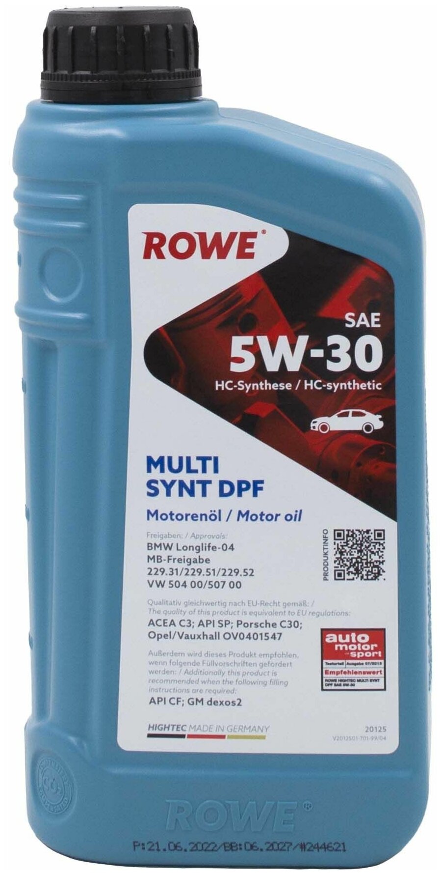 Масло моторное ROWE Hightec Multi Synt DPF 5w30 1л
