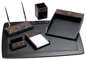 BUVARDO  Embossed Sets, Desk Organizer Set, 12 accessories, color  Green/black