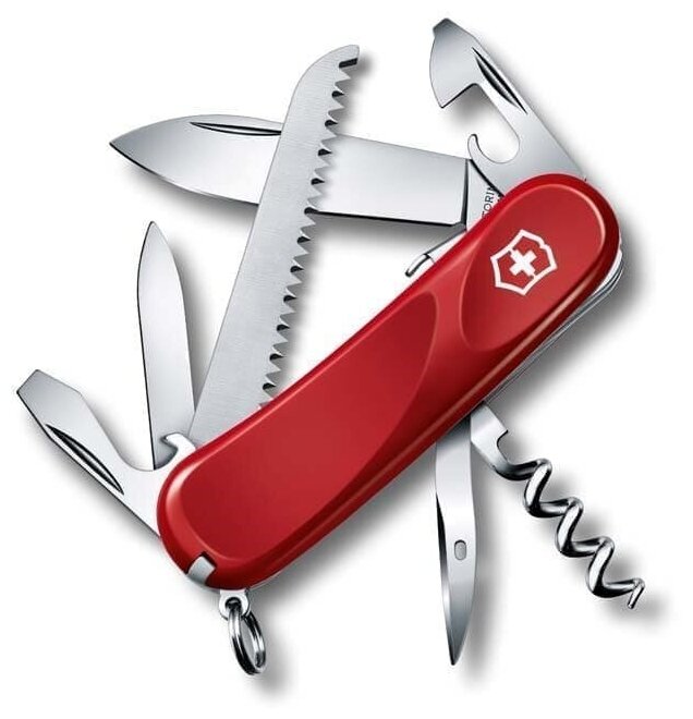 Нож перочинный VICTORINOX Evolution S13, 85 мм, 14 функций, с фиксатором лезвия, красный