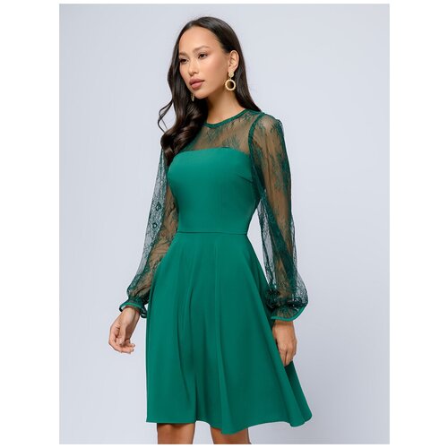 Платье 1001dress, вечернее, до колена, размер 54-56, зеленый