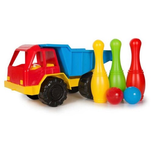 Карьерный грузовик 45 см с набором кегли и шарами