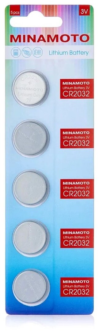 Батарейка Minamoto CR2032 BL5 Lithium 3V (5/100/5000) 5шт/блистер