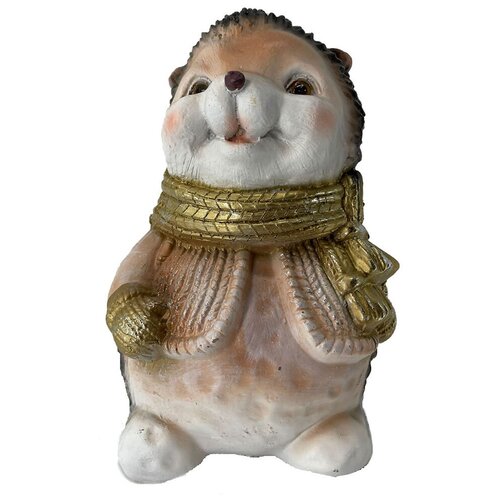 Новогодняя фигурка, статуэтка из полистоуна 'Ежик в шарфе 17x17x25 см'.